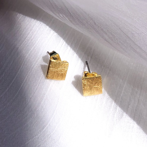 Anthropologie Jewelry - Anthropologie Textured Gold Square Studs